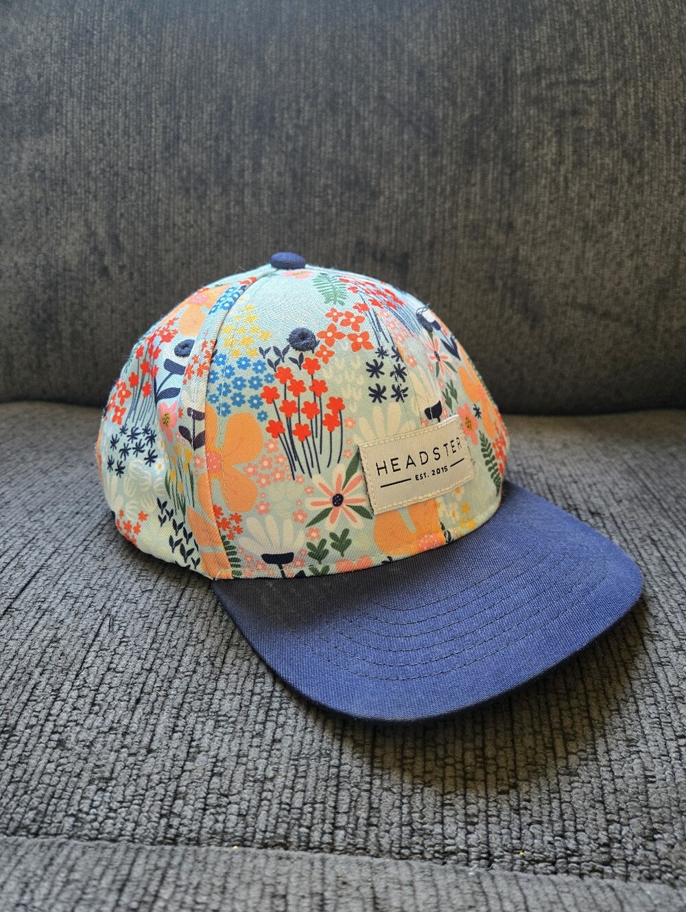 Headster Little Girls  Floral Panel Cap with Navy Brim